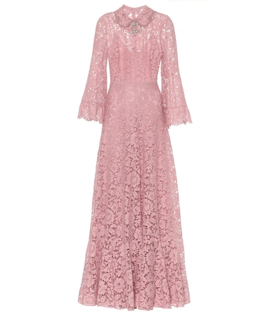 Valentino Embellished Floral-lace Gown In Pink