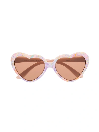 Stella Mccartney Kids' Heart Shaped Sunglasses In 粉色