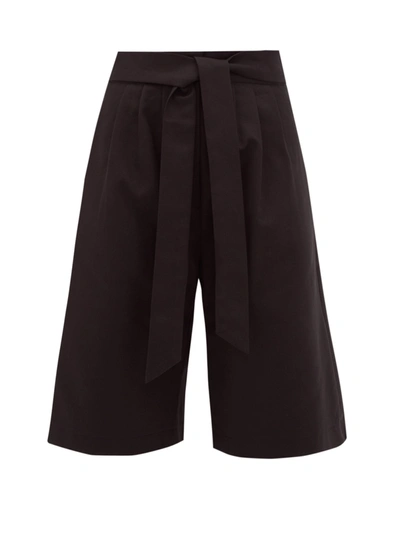 Merlette Sant Pere High-rise Pleated Cotton-twill Shorts In Black