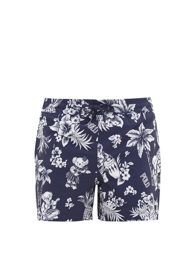Polo Ralph Lauren Hawaiian-print Swim Shorts In Dark Blue