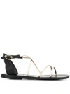 Ancient Greek Sandals Meloivia Metallic Leather Sandals In Black