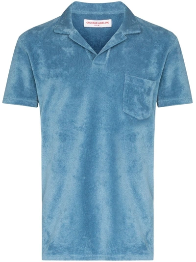 Orlebar Brown Terry Cotton-towelling Polo Shirt In Blue