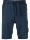 Stone Island Patch-pocket Cotton-jersey Track Shorts In Blue