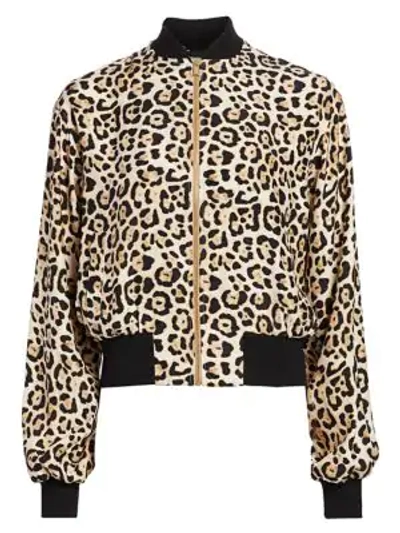 Atm Anthony Thomas Melillo Women's Leopard Print Silk Bomber Jacket