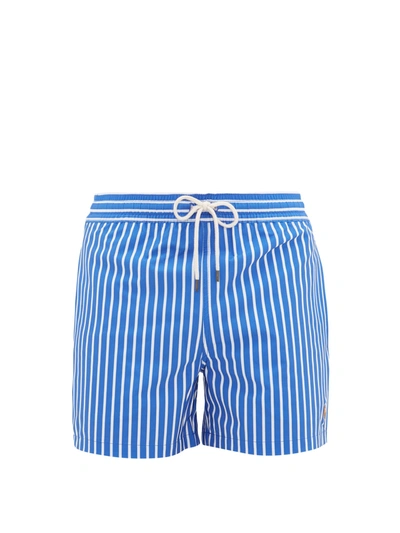 Polo Ralph Lauren Logo-embroidered Striped Swim Shorts In Blue