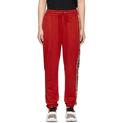 Burberry Red Vintage Check Raine Lounge Pants In Red,beige,black