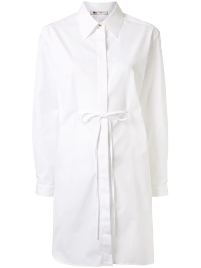 Ports 1961 Tie-fastening Mini Shirt Dress In White