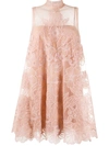 Red Valentino Floral-embroidered Mini Dress In Neutrals