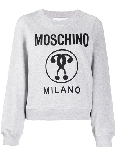 Moschino Double Question Mark Sweatshirt In White In Grey