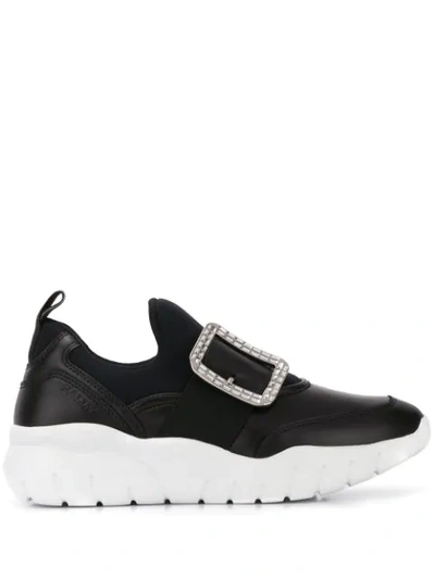 Bally Ladies Brinelle Crystal Buckle Sneakers In Black