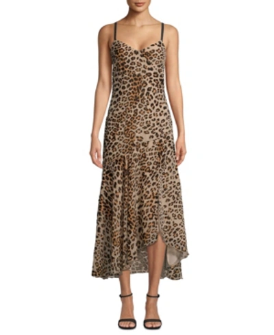 Nicole Miller Leopard-print Burnout Slip Dress In Multi