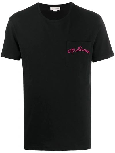 Alexander Mcqueen Logo-embroidered Crew-neck T-shirt In Black