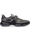 Prada Men's Cloudbust Runner Sneakers With Single Grip-strap In Black