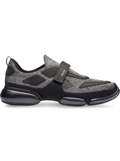 Prada Men's Cloudbust Runner Sneakers With Single Grip-strap In Black