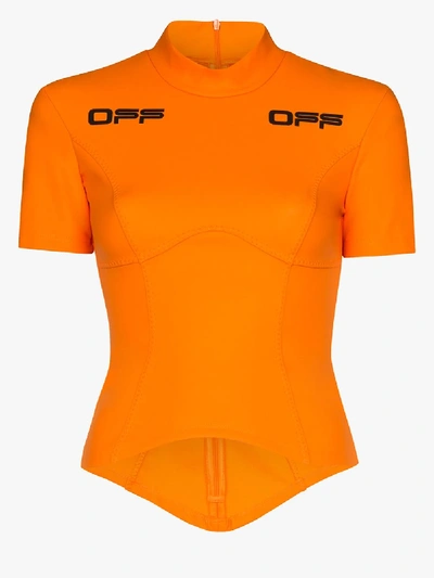 Off-white Logo Print Performance Top In Orange