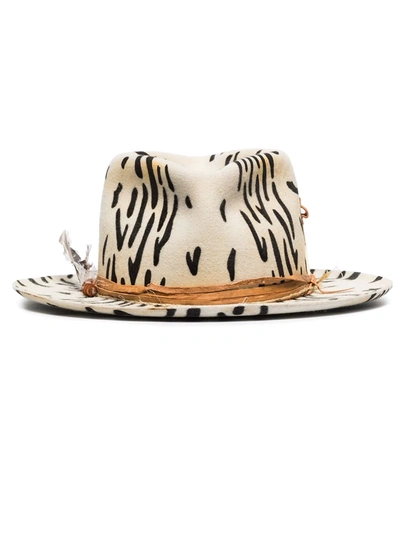 Nick Fouquet Zeal Zebra-print Wool-felt Hat In White