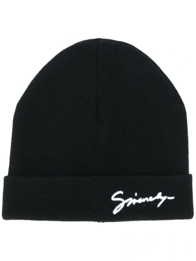Givenchy Logo-embroidered Cashmere Beanie In Black