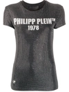 Philipp Plein Encrusted Rhinestone Logo T-shirt In Black