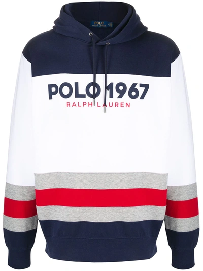 Polo Ralph Lauren Printed Cotton Blend Sweatshirt Hoodie In Blue
