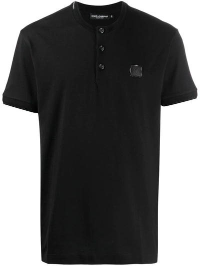 Dolce & Gabbana Buttoned T-shirt In Black