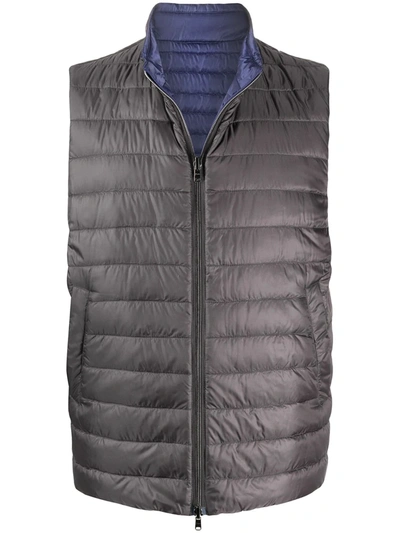Herno Quilted Reversible Gilet In Grey
