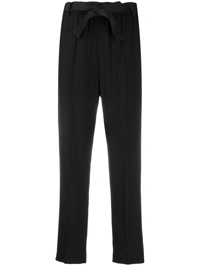 Moncler High-waisted Cropped Trousers In Black