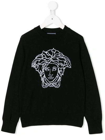 Young Versace Teen Logo Jumper In Black