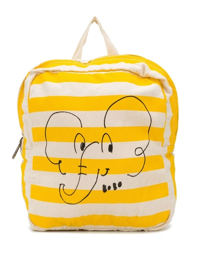 Bobo Choses Kids' Striped Elephant Print Backpack In Yellow