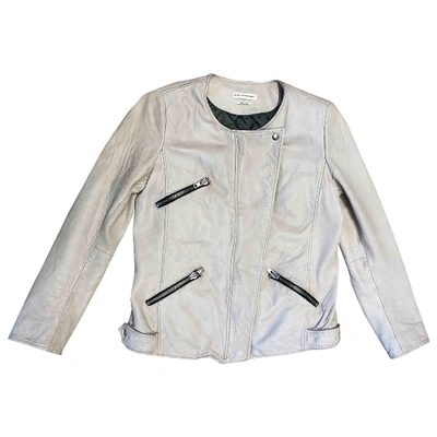 Pre-owned Isabel Marant Étoile Leather Biker Jacket In Ecru