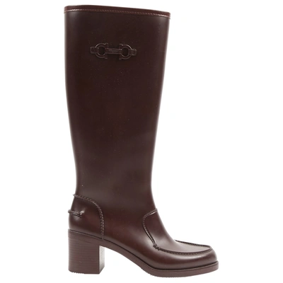 Pre-owned Ferragamo Boots In Burgundy