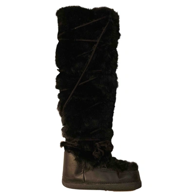 Pre-owned Ikkii Black Leather Boots