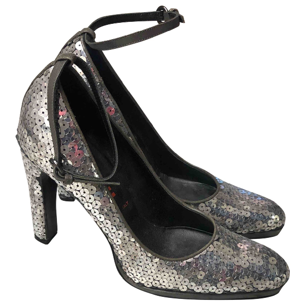 miu miu silver glitter heels