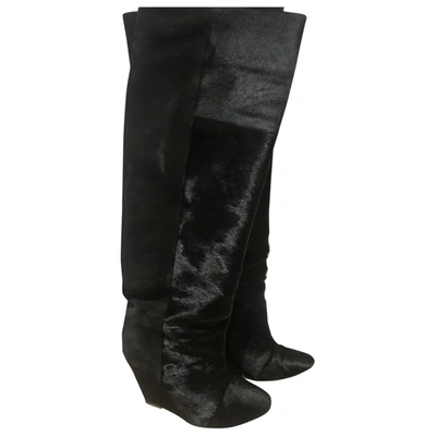 Pre-owned Isabel Marant Pony-style Calfskin Boots In Black