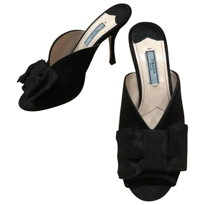 Pre-owned Prada Black Suede Sandals