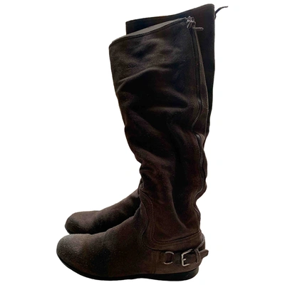 Pre-owned Miu Miu Riding Boots In Brown
