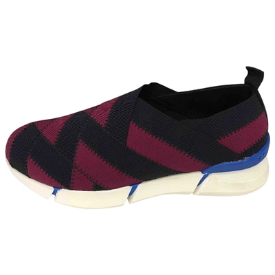 Pre-owned Stella Mccartney Cloth Trainers In Burgundy