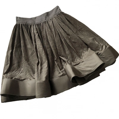Pre-owned Stella Mccartney Silk Mini Skirt In Khaki