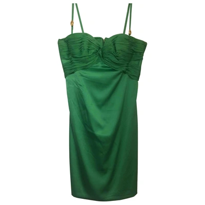 Pre-owned Roberto Cavalli Silk Mini Dress In Green