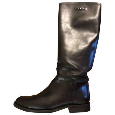 Pre-owned Emporio Armani Leather Boots In Black