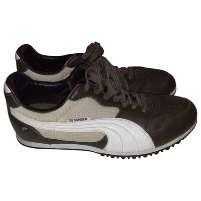 Pre-owned Jil Sander Leather Trainers In Brown