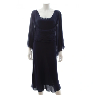 Pre-owned Valentino Silk Mid-length Dress In Navy