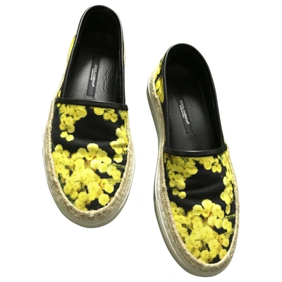 Pre-owned Dolce & Gabbana Cloth Trainers In Yellow