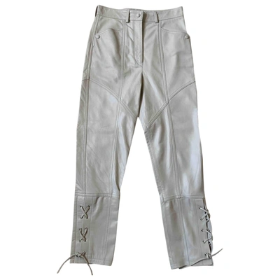 Pre-owned Isabel Marant Leather Carot Trousers In Ecru