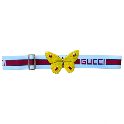 Pre-owned Gucci Cloth Belt In White