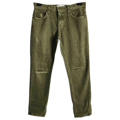 Pre-owned Current Elliott Slim Jeans In Khaki
