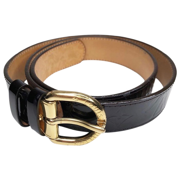 Pre-Owned Louis Vuitton Burgundy Patent Leather Belt | ModeSens