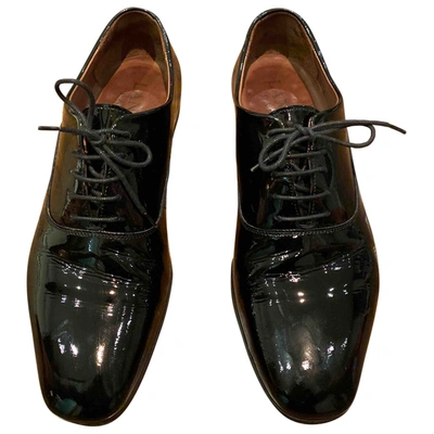 Pre-owned Lanvin Patent Leather Lace Ups In Black