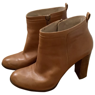Pre-owned Hoss Intropia Camel Leather Ankle Boots