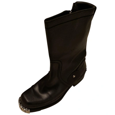 Pre-owned Dsquared2 Leather Biker Boots In Black