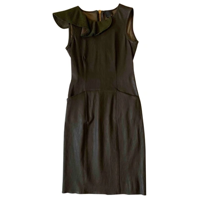 Pre-owned Fendi Leather Mid-length Dress In Brown